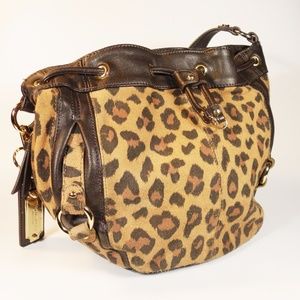 TIGNANELLO Suede & Leather Cheetah Purse Bag